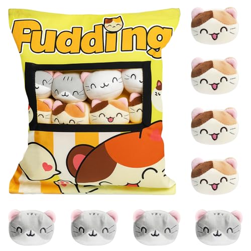 ZMDMAH Plüsch Kissen, Pudding Katze Kissen, Katze Kuscheltier Stofftiere Abnehmbare Spielzeug Baby Katze Spielzeug Kinder Katzen Kuscheltiere für Jugendliche Mädchen Kinder von ZMDMAH