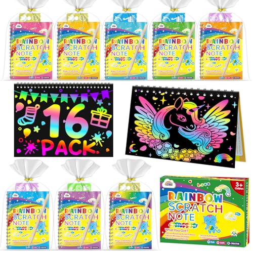 ZMLM Scratch Papier Kunst-Handwerk Notebooks: 16 Pack Regenbogen Party Favors Bulk Scratch Note Pad für Kinder Alter 3-12 Black Art Supplies Mädchen Junge Geburtstag Geschenk Weihnachten ZMLM Scratch Papier Kunst-Handwerk Notebooks: 16 Pack Regenbogen Party Favors Bulk Scratch Note Pad für Kinder Alter 3-12 Black Art Supplies Mädchen Junge Geburtstag Geschenk Weihnachten von ZMLM