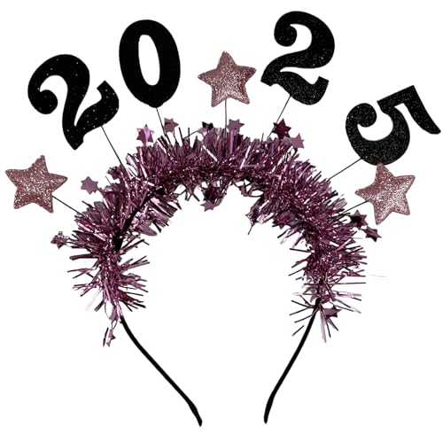 ZMYING Goldener 2025 Stern Stirnband Feier Kopf Ornament Kopfschmuck Dekoration Party Kopfschmuck für festliche Party ZMYING Goldener 2025 Stern Stirnband Feier Kopf Ornament Kopfschmuck Dekoration Party Kopfschmuck für festliche Party von ZMYING