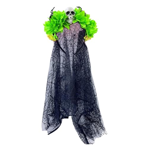 ZMYING Gruseliges Blumen-Haarband mit Schleier, dunkle Serie, Haarreif, Erwachsene, Halloween, Stirnband, Zubehör, Party-Cosplay-Zubehör von ZMYING