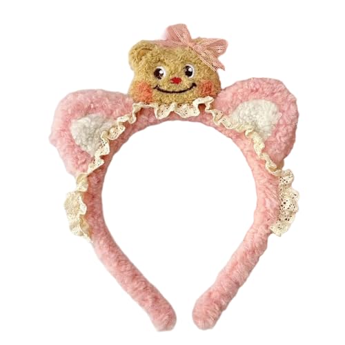 ZMYING Lustiges Haarband mit Schleife, Foto-Requisiten, Bär, pelziger Haarreif, Stirnband, Party-Kopfschmuck, lustige Stirnbänder für Musikfestivals von ZMYING