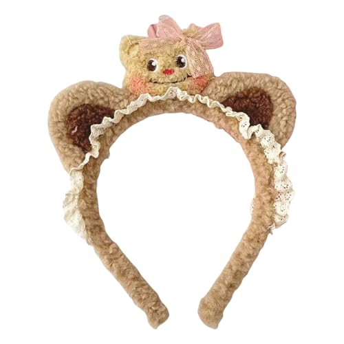 ZMYING Lustiges Haarband mit Schleife, Foto-Requisiten, Bär, pelziger Haarreif, Stirnband, Party-Kopfschmuck, lustige Stirnbänder für Musikfestivals von ZMYING