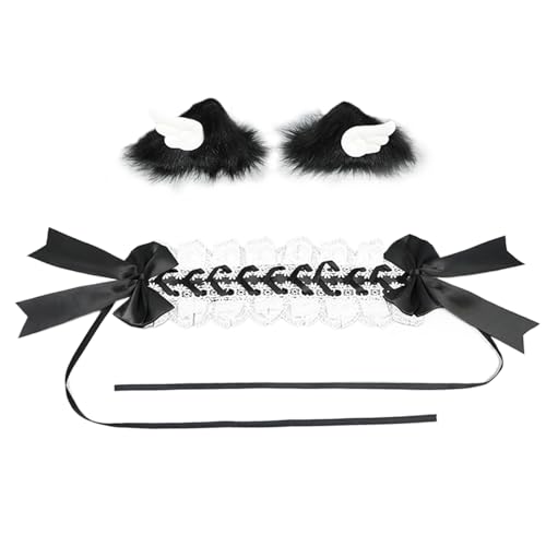 ZMYING Plüsch-Flügel-Katzenohren-Haarspange und Stirnband-Set für Halloween, Dienstmädchen, Rollenspiel, Kostüm, Maskeraden, Kopfbedeckung ZMYING Plüsch-Flügel-Katzenohren-Haarspange und Stirnband-Set für Halloween, Dienstmädchen, Rollenspiel, Kostüm, Maskeraden, Kopfbedeckung von ZMYING