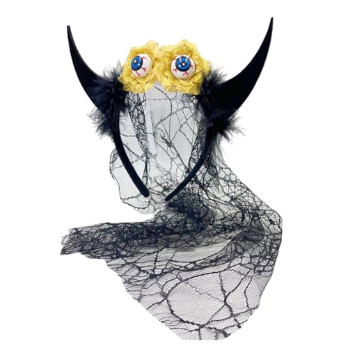 ZMYING Teufelshorn-Tüll-Stirnband für Party, Bühnenauftritte, Halloween, Haarreif, Erwachsene, Cosplay, Haarband, Karneval, Kopfschmuck ZMYING Teufelshorn-Tüll-Stirnband für Party, Bühnenauftritte, Halloween, Haarreif, Erwachsene, Cosplay, Haarband, Karneval, Kopfschmuck von ZMYING
