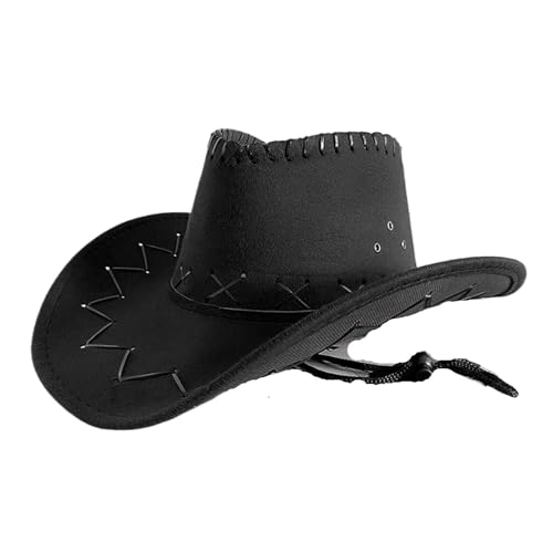 ZNJAMN Cowboyhut 2 stücke Cowboy Hut Chapeau Cowgirl Zubehör Frau FüR MäNner Und Frauen(Black,S(54-56cm)) von ZNJAMN