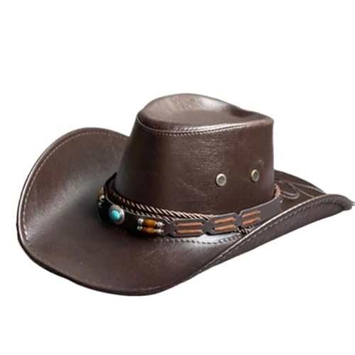 ZNJAMN Cowboyhut 2 stücke Western Cowboy Hüte for Frauen Männer Vintage Gentleman Kleid Cowgirl Jazz FüR MäNner Und Frauen(Brown) von ZNJAMN