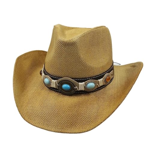 ZNJAMN Cowboyhut Cowboyhut Strohhut Jazz Gras Western Reise FüR MäNner Und Frauen(Brown) von ZNJAMN