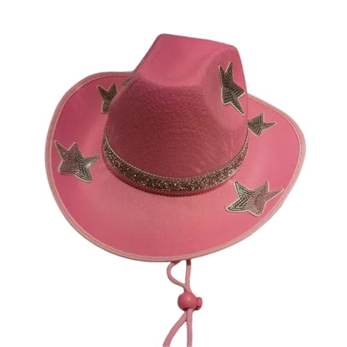 ZNJAMN Cowboyhut Damen Glitzer Cowboyhut mit Paillettensternen und breiter Krempe Western Strandhut for Hochzeit Karneval Rave Party FüR MäNner Und Frauen(Army green) von ZNJAMN