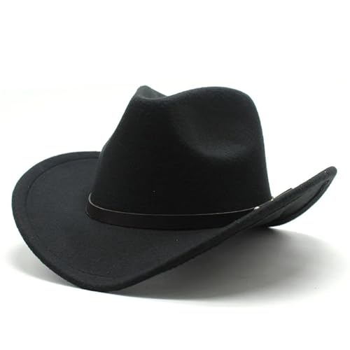 ZNJAMN Cowboyhut Unisex Vintage Western Cowboy Cowgirl Filzhut Winter Herbst Jazz Cap FüR MäNner Und Frauen(Black) von ZNJAMN