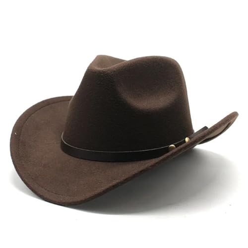 ZNJAMN Cowboyhut Unisex Vintage Western Cowboy Cowgirl Filzhut Winter Herbst Jazz Cap FüR MäNner Und Frauen(Brown) von ZNJAMN