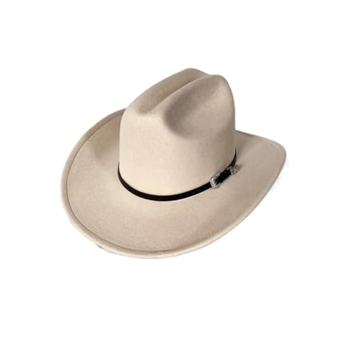 ZNJAMN Cowboyhut Vintage Western Cowboyhut for Herren Gentleman Lady Jazz Cowgirl mit breiter Krempe Cloche Church Sombrero Hombre Caps FüR MäNner Und Frauen(Beige) von ZNJAMN
