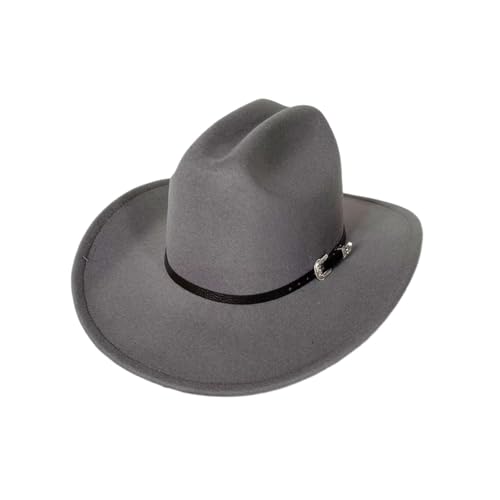 ZNJAMN Cowboyhut Vintage Western Cowboyhut for Herren Gentleman Lady Jazz Cowgirl mit breiter Krempe Cloche Church Sombrero Hombre Caps FüR MäNner Und Frauen(Grey) von ZNJAMN