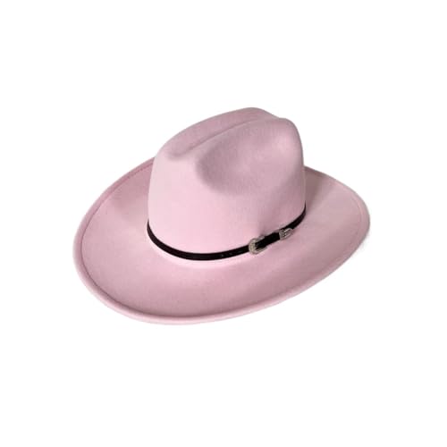 ZNJAMN Cowboyhut Vintage Western Cowboyhut for Herren Gentleman Lady Jazz Cowgirl mit breiter Krempe Cloche Church Sombrero Hombre Caps FüR MäNner Und Frauen(Pink) von ZNJAMN