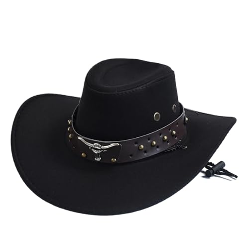 ZNJAMN Cowboyhut Western Cowboy Hüte Vintage Big-rand Gentleman Cowgirl Jazz Hut Urlaub Party FüR MäNner Und Frauen(Black) von ZNJAMN