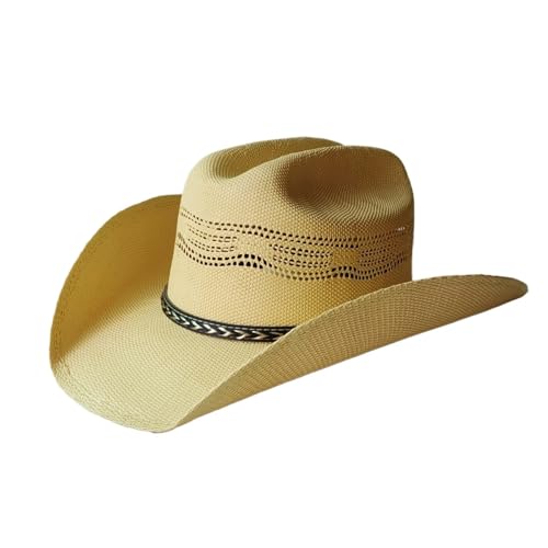 ZNJAMN Cowboyhut Western Cowboy Strohhut Damen Große Krempe Steif Outdoor Sommer Sonne Jazz Hut FüR MäNner Und Frauen(Beige) von ZNJAMN