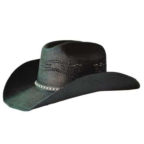 ZNJAMN Cowboyhut Western Cowboy Strohhut Damen Große Krempe Steif Outdoor Sommer Sonne Jazz Hut FüR MäNner Und Frauen(Black) von ZNJAMN