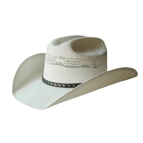 ZNJAMN Cowboyhut Western Cowboy Strohhut Damen Große Krempe Steif Outdoor Sommer Sonne Jazz Hut FüR MäNner Und Frauen(White) von ZNJAMN
