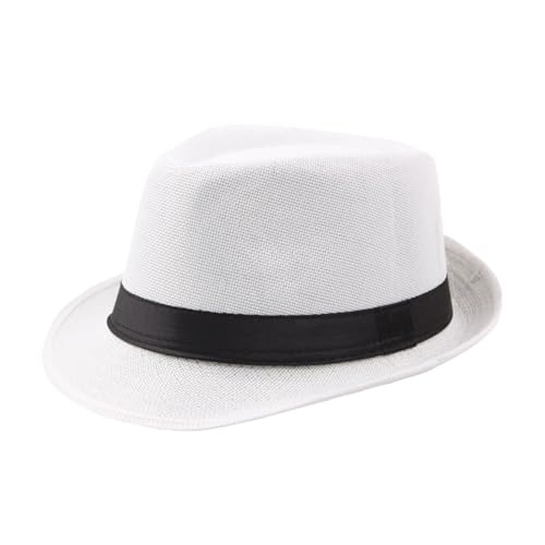 ZNJAMN Zylinder Breite Krempe Männer Strohhut Frauen Sommer Einfarbig Fedoras Jazz Sun Cap FüR Party(Color1) von ZNJAMN