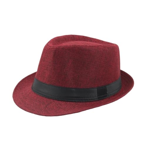 ZNJAMN Zylinder Breite Krempe Männer Strohhut Frauen Sommer Einfarbig Fedoras Jazz Sun Cap FüR Party(Color2) von ZNJAMN