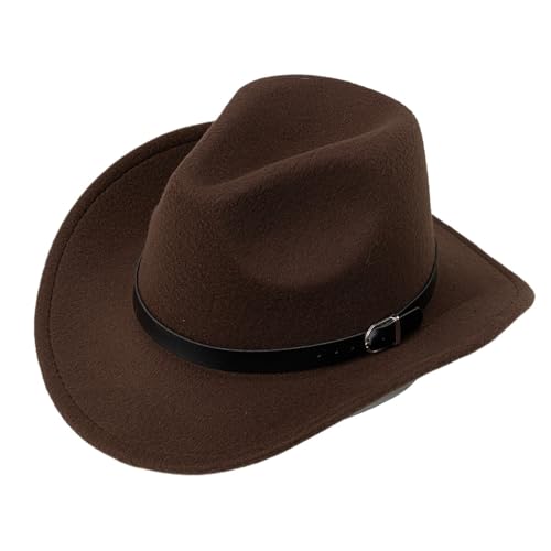 ZNJAMN Zylinder Cowboyhut Gekräuselter Gürtel Zubehör Filzhut Hutbekleidung Leistung Jazzhut FüR Party(Color3) von ZNJAMN
