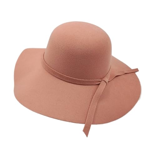ZNJAMN Zylinder Damenhut mit großer Krempe, Filz-Imitat-Wolle, Unisex-Fedora-Hut, runder Zylinder FüR Party(Color3) von ZNJAMN
