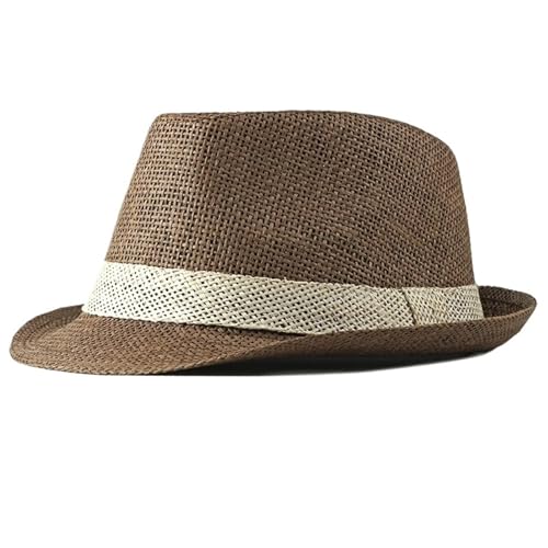 ZNJAMN Zylinder Einfacher, solider Jazzhut for Herren, Outdoor-Strandhut, Damen, Strohhut, gewebter Streifenhut FüR Party(Color1) von ZNJAMN