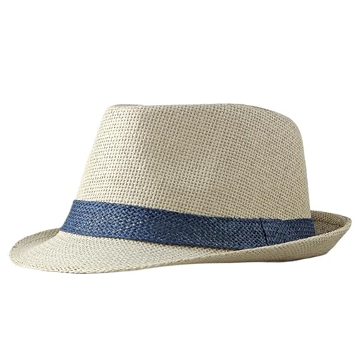 ZNJAMN Zylinder Einfacher, solider Jazzhut for Herren, Outdoor-Strandhut, Damen, Strohhut, gewebter Streifenhut FüR Party(Color2) von ZNJAMN