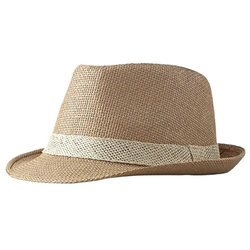 ZNJAMN Zylinder Einfacher, solider Jazzhut for Herren, Outdoor-Strandhut, Damen, Strohhut, gewebter Streifenhut FüR Party(Color3) von ZNJAMN