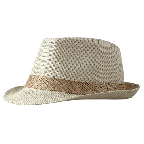 ZNJAMN Zylinder Einfacher, solider Jazzhut for Herren, Outdoor-Strandhut, Damen, Strohhut, gewebter Streifenhut FüR Party(Color4) von ZNJAMN