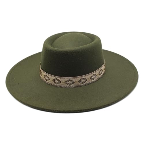 ZNJAMN Zylinder Einfarbige Jazz-Fedora-Mütze mit breiter Krempe, Retro-Kappe FüR Party(Color4) von ZNJAMN