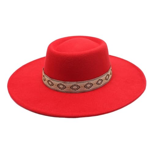 ZNJAMN Zylinder Einfarbige Jazz-Fedora-Mütze mit breiter Krempe, Retro-Kappe FüR Party(Color5) von ZNJAMN