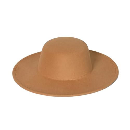 ZNJAMN Zylinder Fedora-Hut, Winterhut, flache Krempe, Oberseite, Jazzhut, einfarbig, Seite FüR Party(Color6) von ZNJAMN