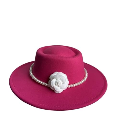 ZNJAMN Zylinder Fedora-Hut for Damen, breite Krempe, flache Oberseite, Filzhut FüR Party(10cm) von ZNJAMN