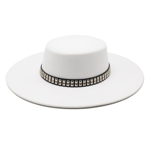 ZNJAMN Zylinder Fedora-Hut mit breiter Krempe, Vintage, klassischer Wollfilzhut Gürteldekor FüR Party(Color1) von ZNJAMN