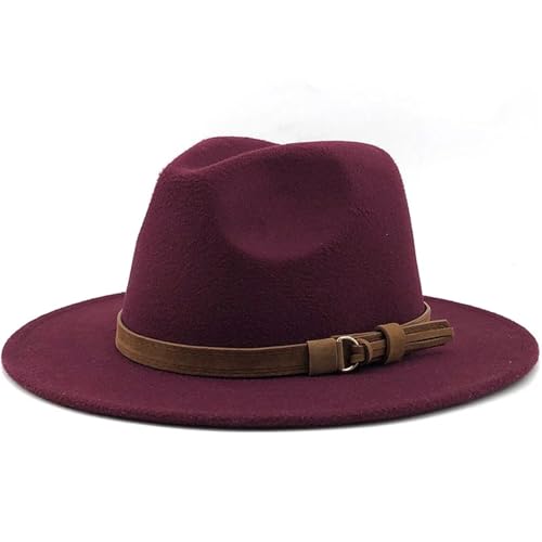 ZNJAMN Zylinder Frauen Männer Wolle Fedora Hut Elegante Dame Winter Herbst Breite Krempe Jazz Kappe FüR Party(Color1) von ZNJAMN