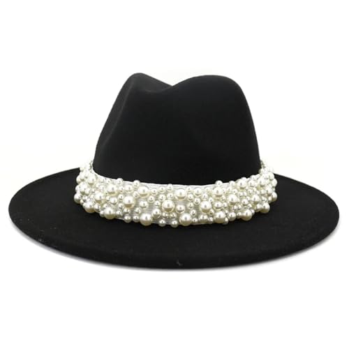 ZNJAMN Zylinder Jazz Fedora Hüte Frauen Gefilzte Top Cap Trendy Breite Krempe Kleid Hut FüR Party(Color2) von ZNJAMN