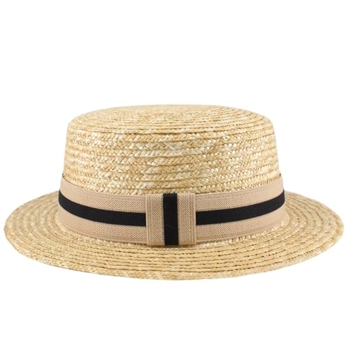 ZNJAMN Zylinder Männer Frauen Stroh Flat Top Boater Hüte Sailor Caps Sombrero Strand Sonnenhut FüR Party(Color 2) von ZNJAMN