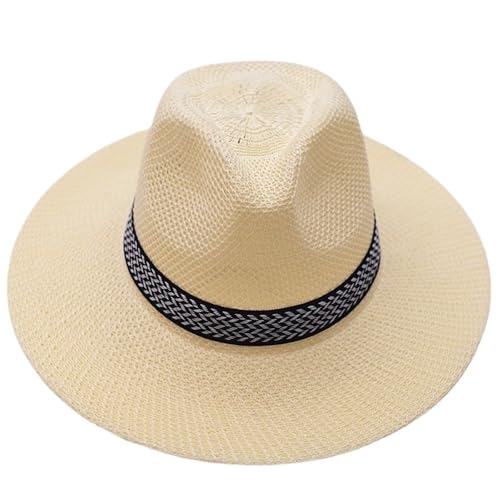 ZNJAMN Zylinder Männer Strohhut Casual Cowboy Jazz Cap Frauen Männlichen Sommer Trendy Strand Sonnenhüte FüR Party(Color1) von ZNJAMN