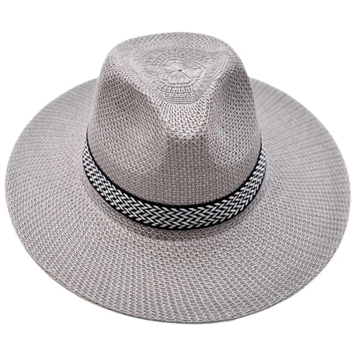 ZNJAMN Zylinder Männer Strohhut Casual Cowboy Jazz Cap Frauen Männlichen Sommer Trendy Strand Sonnenhüte FüR Party(Color4) von ZNJAMN