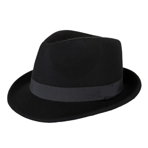 ZNJAMN Zylinder Männer Winter Dicke Warme Filz Fedora Hüte Wolle Gentleman Jazz Cap Krempe Top Hut FüR Party(Color1) von ZNJAMN
