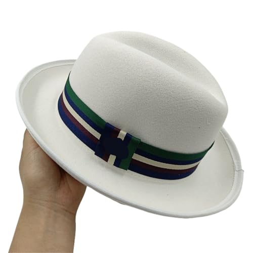 ZNJAMN Zylinder Roll Up Brim Herren Fedora Round Top Cap Zylinder FüR Party(Color3) von ZNJAMN