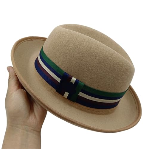 ZNJAMN Zylinder Roll Up Brim Herren Fedora Round Top Cap Zylinder FüR Party(Color4) von ZNJAMN