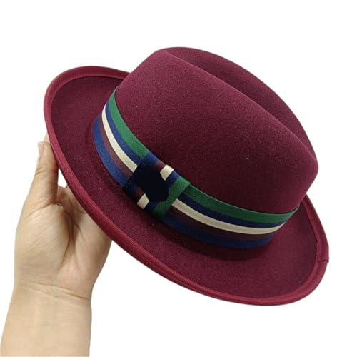 ZNJAMN Zylinder Roll Up Brim Herren Fedora Round Top Cap Zylinder FüR Party(Color5) von ZNJAMN