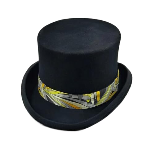 ZNJAMN Zylinder Rosa High Top Hut Zauberer Hat Jazz Hüte Gentleman Flat FüR Party(Color1) von ZNJAMN