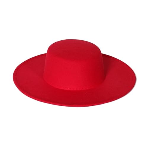ZNJAMN Zylinder Übergroßer Rand Flachhut Retro Filzhut Outdoor Sonnenhut Damen Fedora Hut FüR Party(Color3) von ZNJAMN