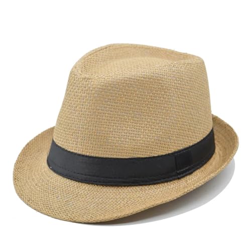 ZNJAMN Zylinder Unisex Frauen Männer Strohhut Band Curling Krempe Jazz Fedora Hut Outdoor Hüte FüR Party(Color4) von ZNJAMN