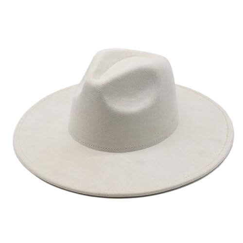 ZNJAMN Zylinder Wildleder-Zylinderhut mit großer Krempe for Damen und Herren, Jazz-Fedora-Hüte FüR Party(Color1) von ZNJAMN