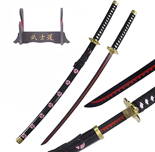 Roronoa Zoro Schwert für einteilige Anime Cosplay Blade Sword, handgemachte Halloween Prop Holz Modell Schwert Ninja Waffen Schwert Spielzeug für Kinder (Größe: 104cm / 40.9in)(Wooden shelf, Shusui) von ZNLVZSH