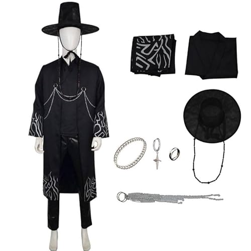 ZNLVZSH Demon Hunt Baby Sajaa Boys Jinu Cosplay Kostüm, Sajaboys Abby Pop Anime Outfit Fancy Volles Full Set für Männer Erwachsene Kinder Pop Halloween Outfits Zubehör (Schwarz-Kinder,120) von ZNLVZSH