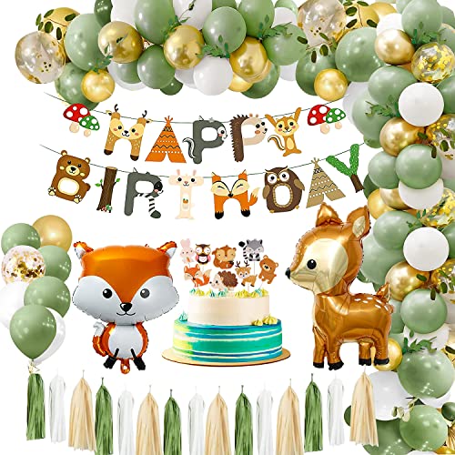 Dschungel Geburtstag Dekoration Safari Geburtstagsdeko Waldtiere luftballons Tiere Kindergeburtstag Deko Happy Birthday Banner Kuchen Karte Set für Jungen Oder Mädchen von ZNMODEN